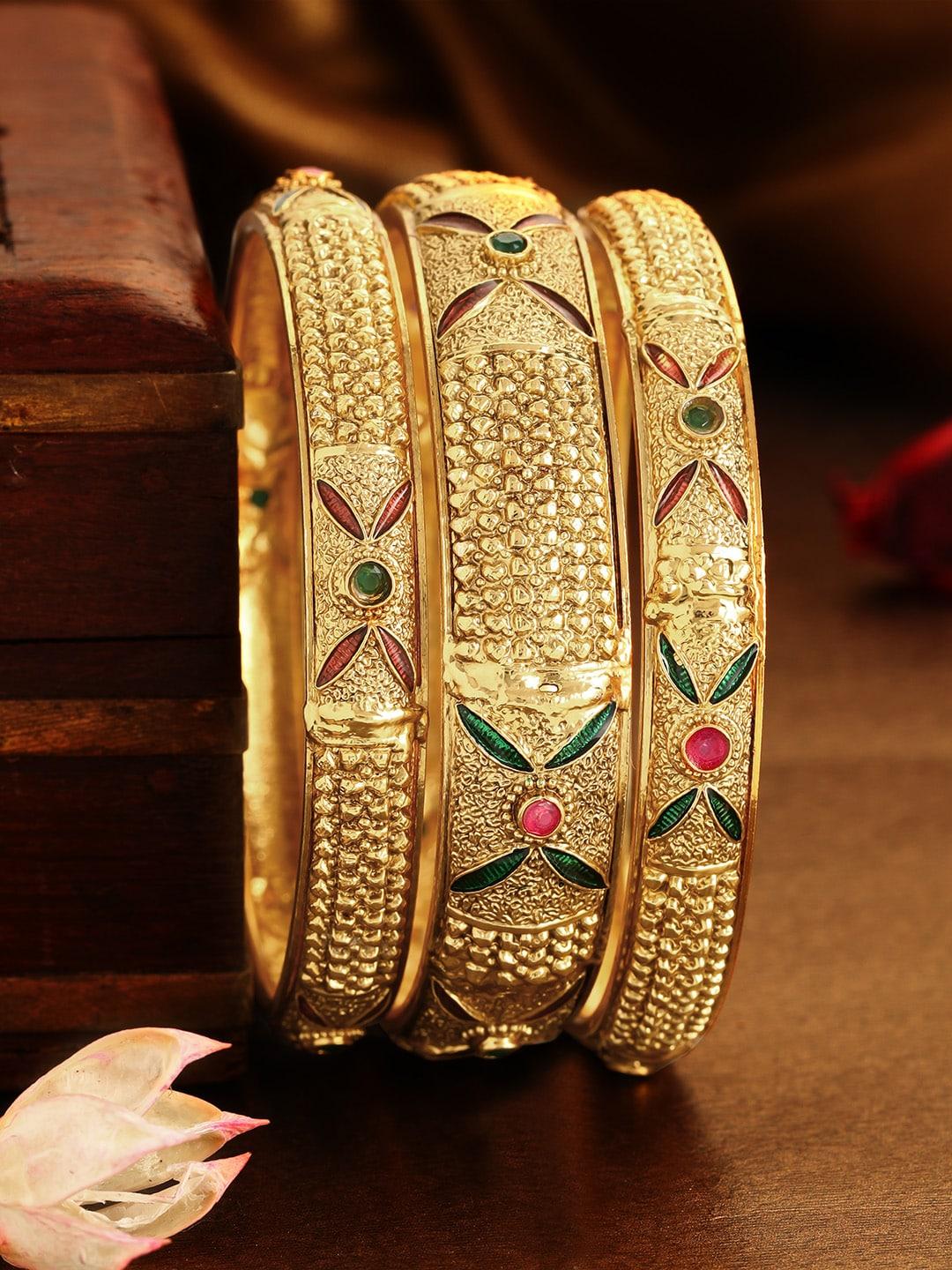 Rubans Set of 3 22K Gold Plated Handcrafted Bangles