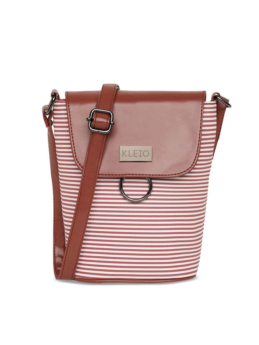 KLEIO Brown & White Striped Sling Bag