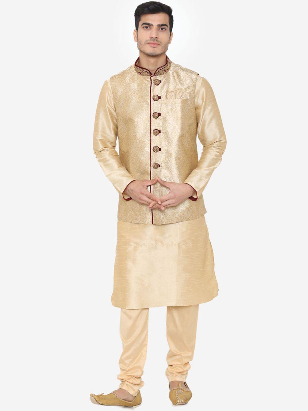 manyavar-men-beige-solid-kurta-with-churidar-&-nehru-jacket