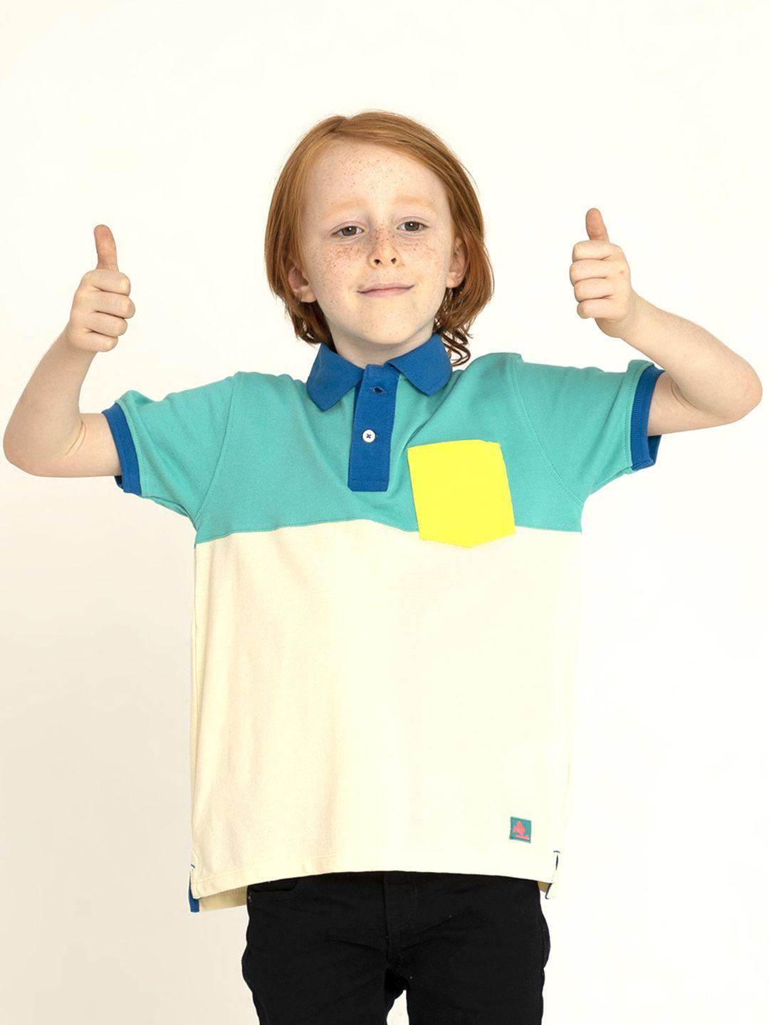 Cherry Crumble Boys Multicolor Cut & Sew Seashell Pique Polo T-shirt