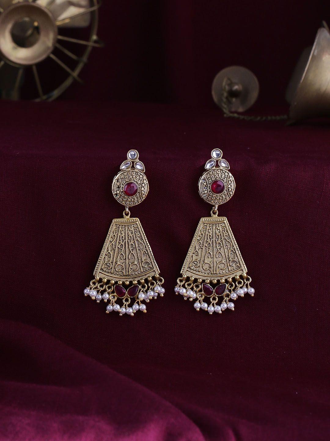 Shoshaa Gold-Plated & Red Classic Drop Earrings