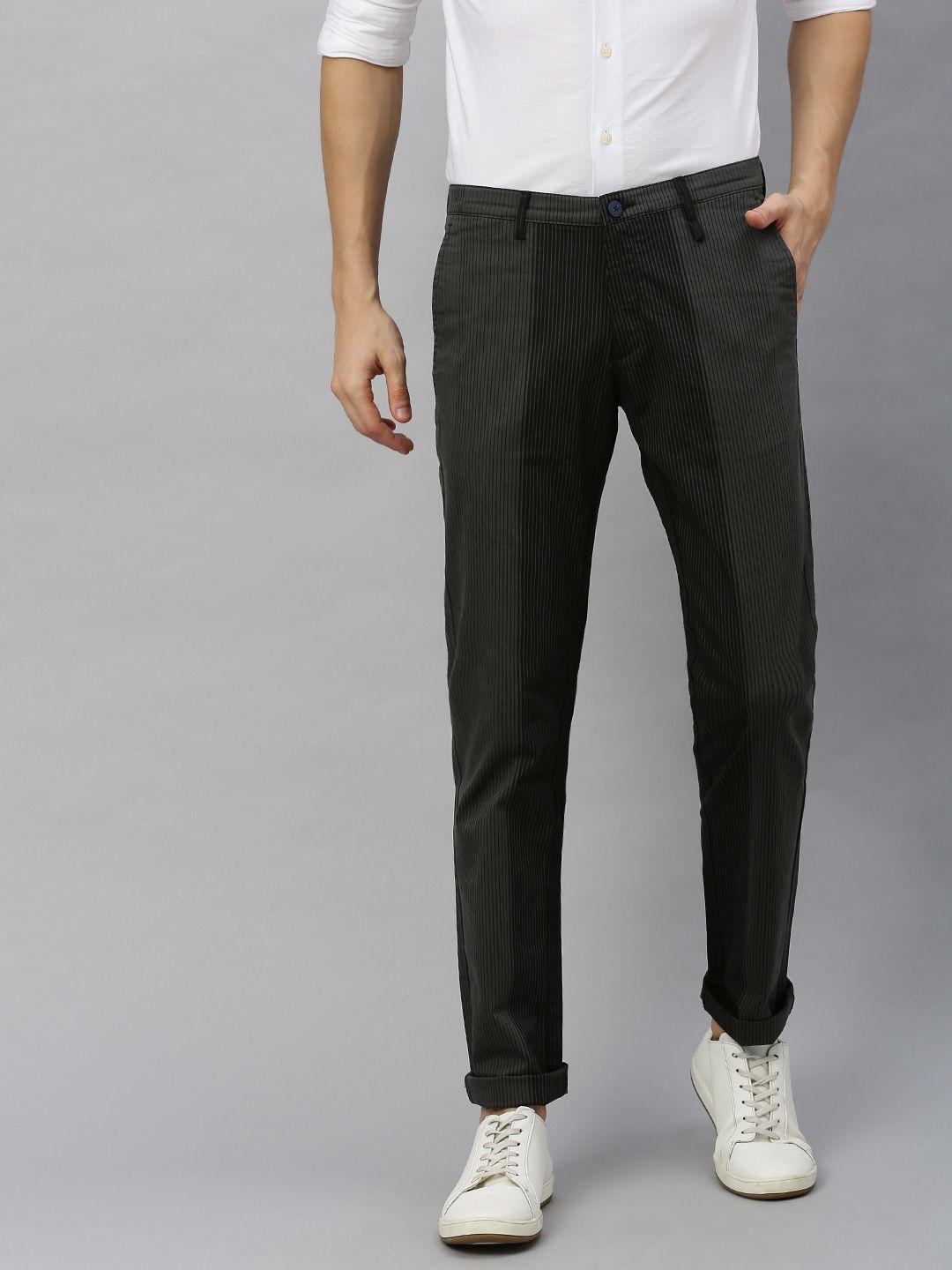 blackberrys-men-green-&-black-roger-slim-fit-striped-regular-trousers
