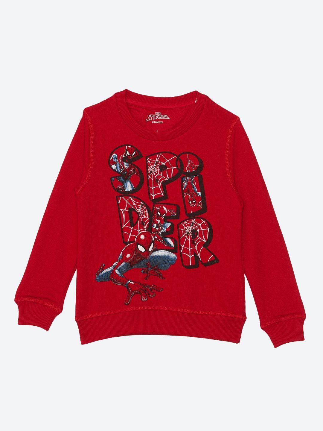 Kids Ville Boys Red Spiderman Printed Sweatshirt