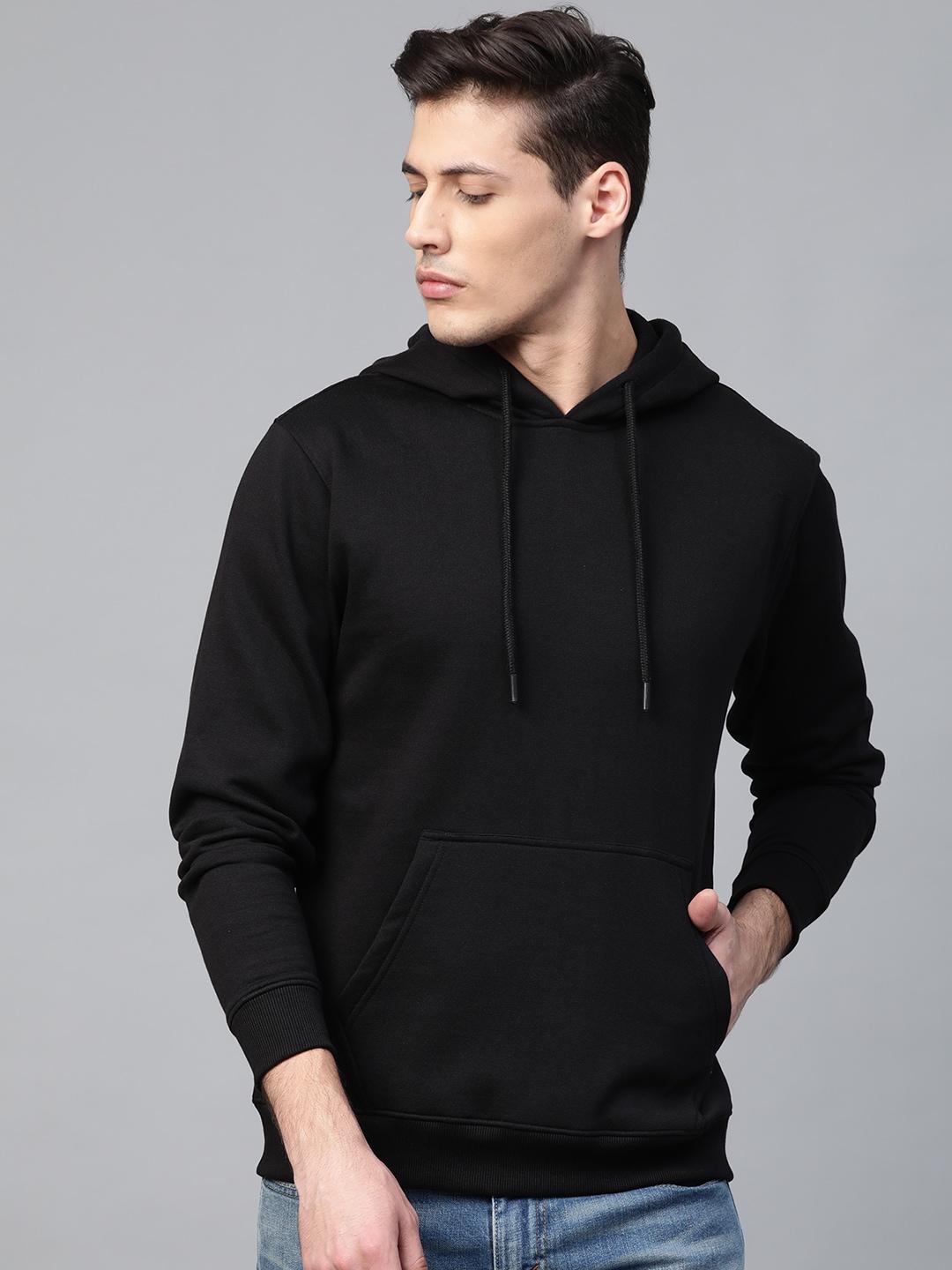 roadster-men-black-solid-hooded-sweatshirt