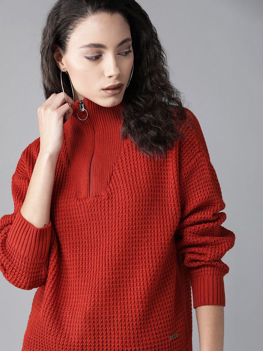 roadster-women-rust-red-open-knit-pullover-sweater