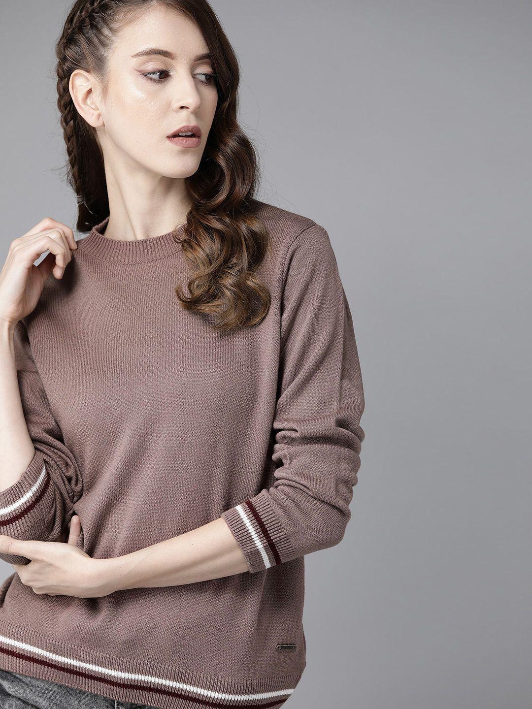 Roadster Women Mauve Solid Pullover