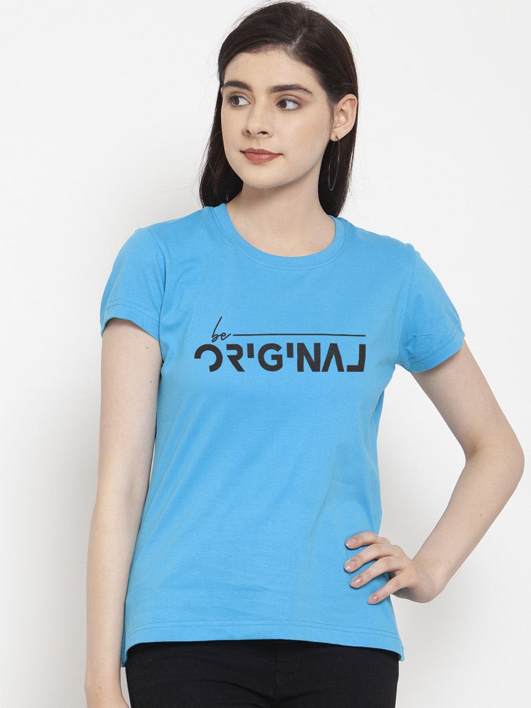 friskers-women-blue-printed-round-neck-t-shirt