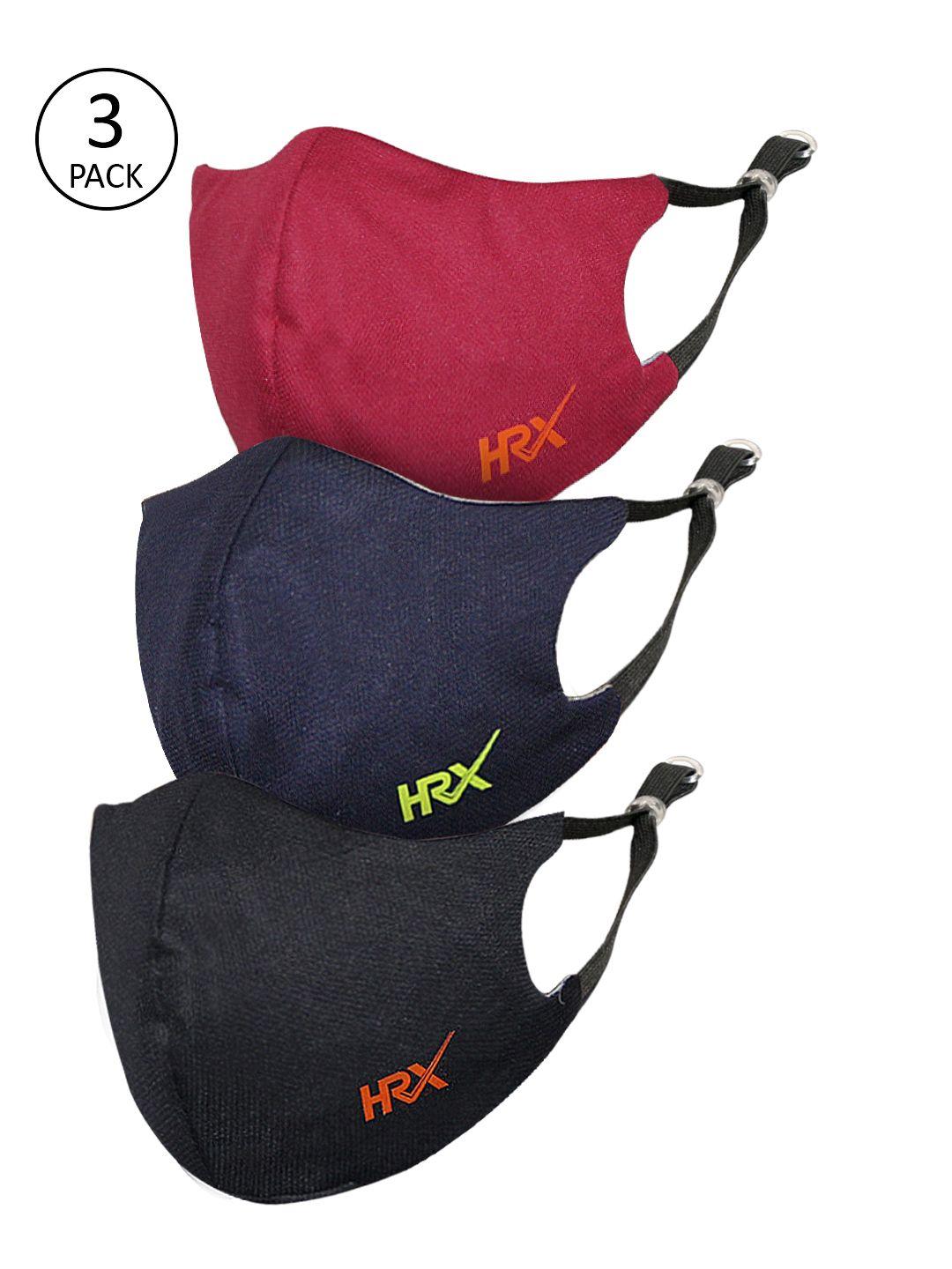 HRX by Hrithik Roshan Unisex Pack of 3  Protekt-X Reusable 4-Layer Face Masks