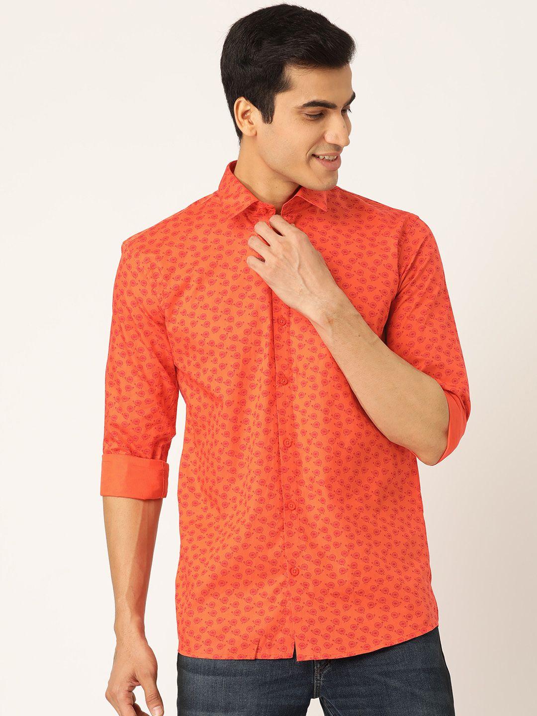 sojanya-men-orange-&-red-regular-fit-quirky-printed-casual-shirt
