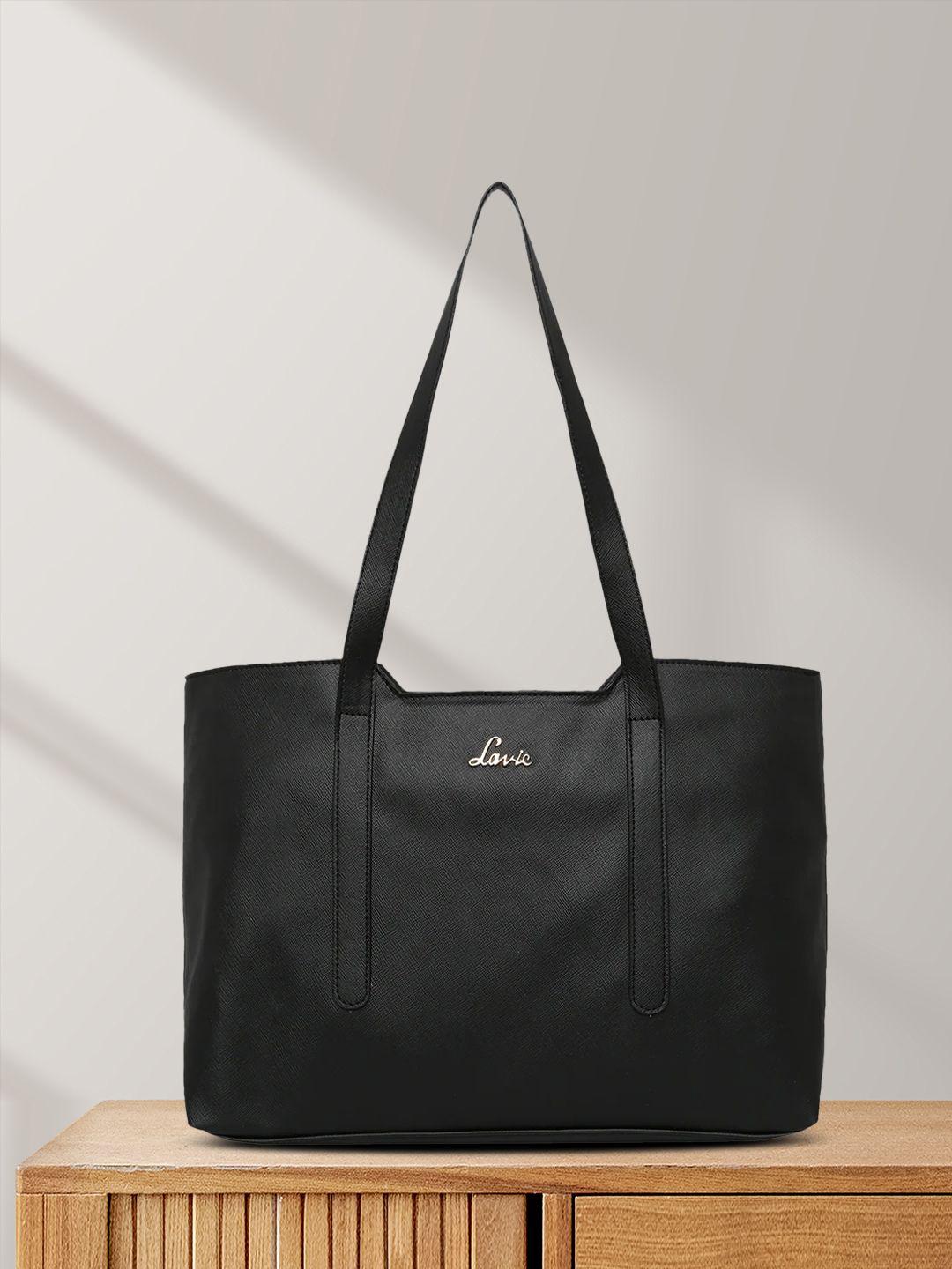 Lavie Black Solid Tote Bag