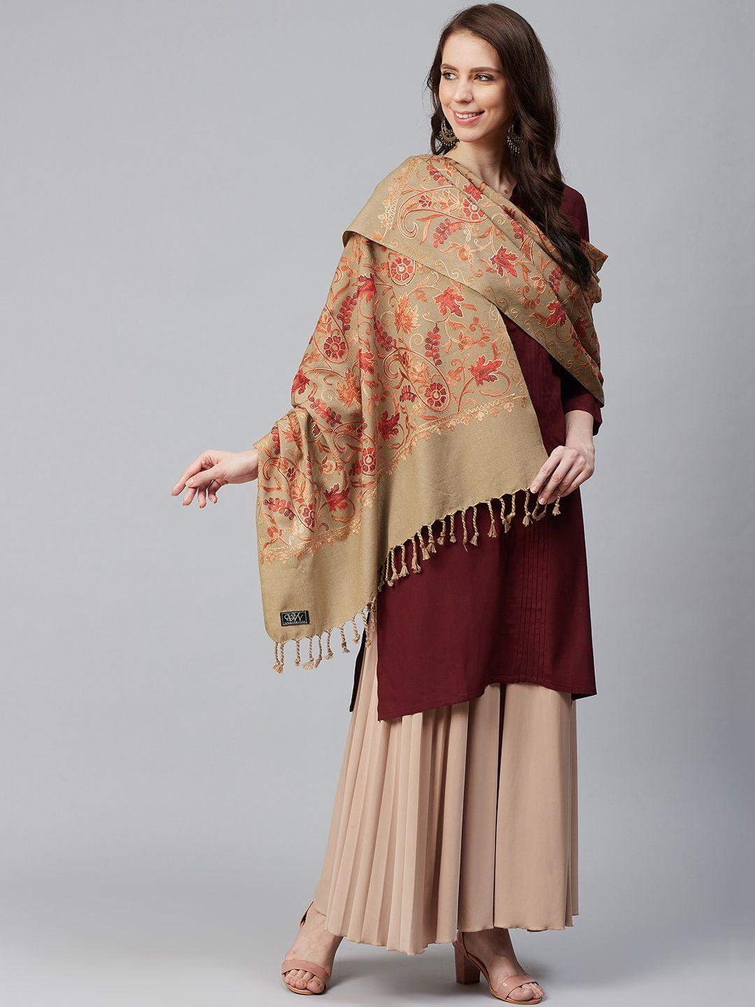 weavers-villa-women-beige-&-red-embroidered-shawl