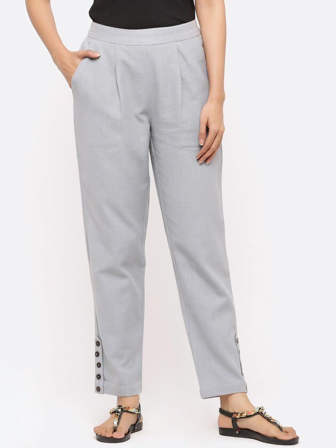 jaipur-kurti-women-grey-regular-fit-solid-trousers