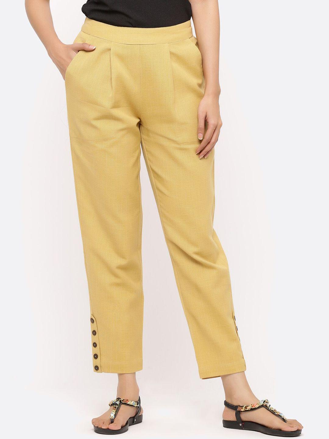 jaipur-kurti-women-beige-regular-fit-solid-regular-trousers