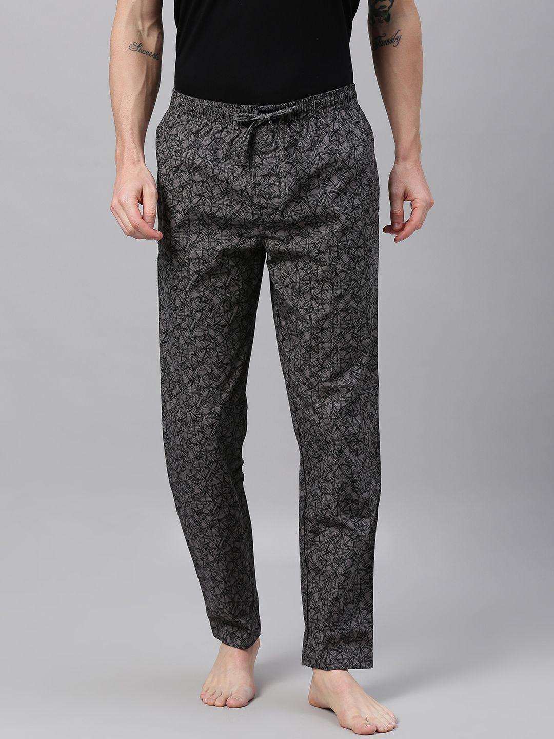 pepe-jeans-men-grey-&-black-printed-lounge-pants
