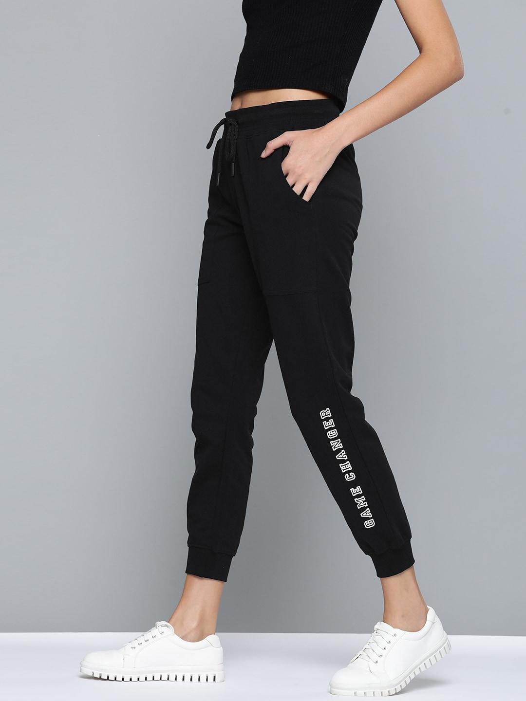 Harvard Women Black Solid Cropped Joggers