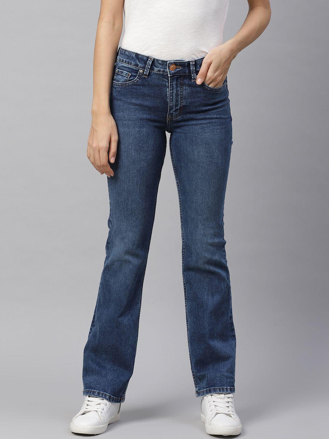 Marks & Spencer Women Blue The Eva Bootcut Mid-Rise Clean Look Stretchable Jeans