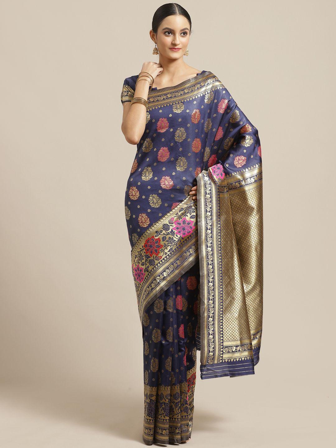 saree-mall-navy-blue-&-golden-woven-design-banarasi-saree