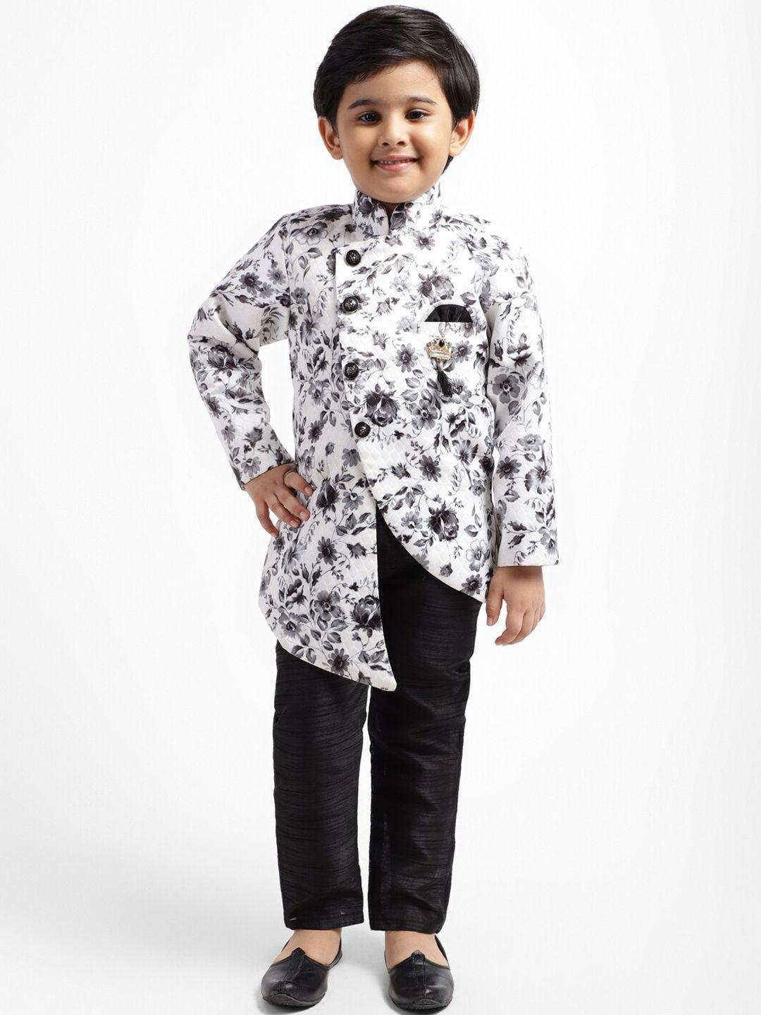 ahhaaaa-baby-boys-black-&-white-floral-print-sherwani-set