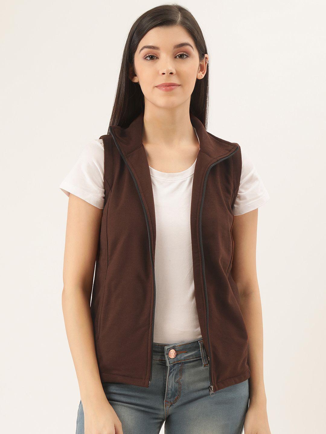 Belle Fille Women Coffee Brown Solid Tailored Jacket