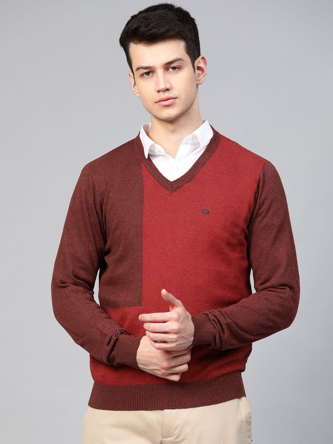 blackberrys-men-maroon-&-red-colourblocked-pullover-sweater