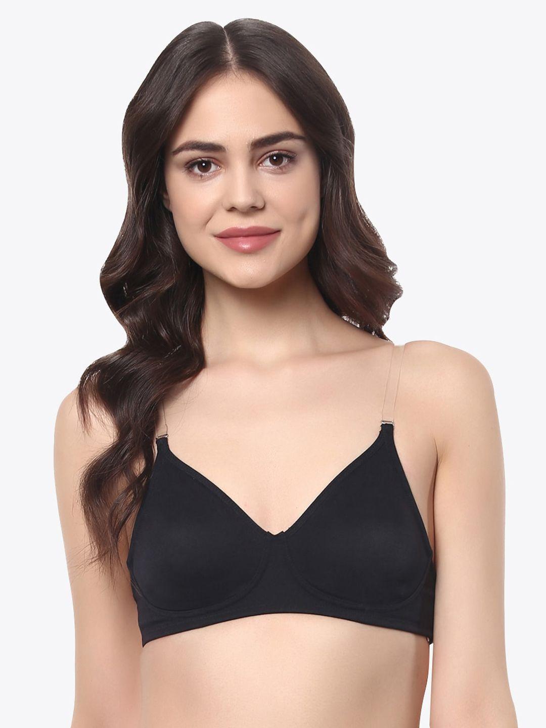 Soie Black Solid Non-Wired Non Padded Everyday Bra CB-321ABLACK