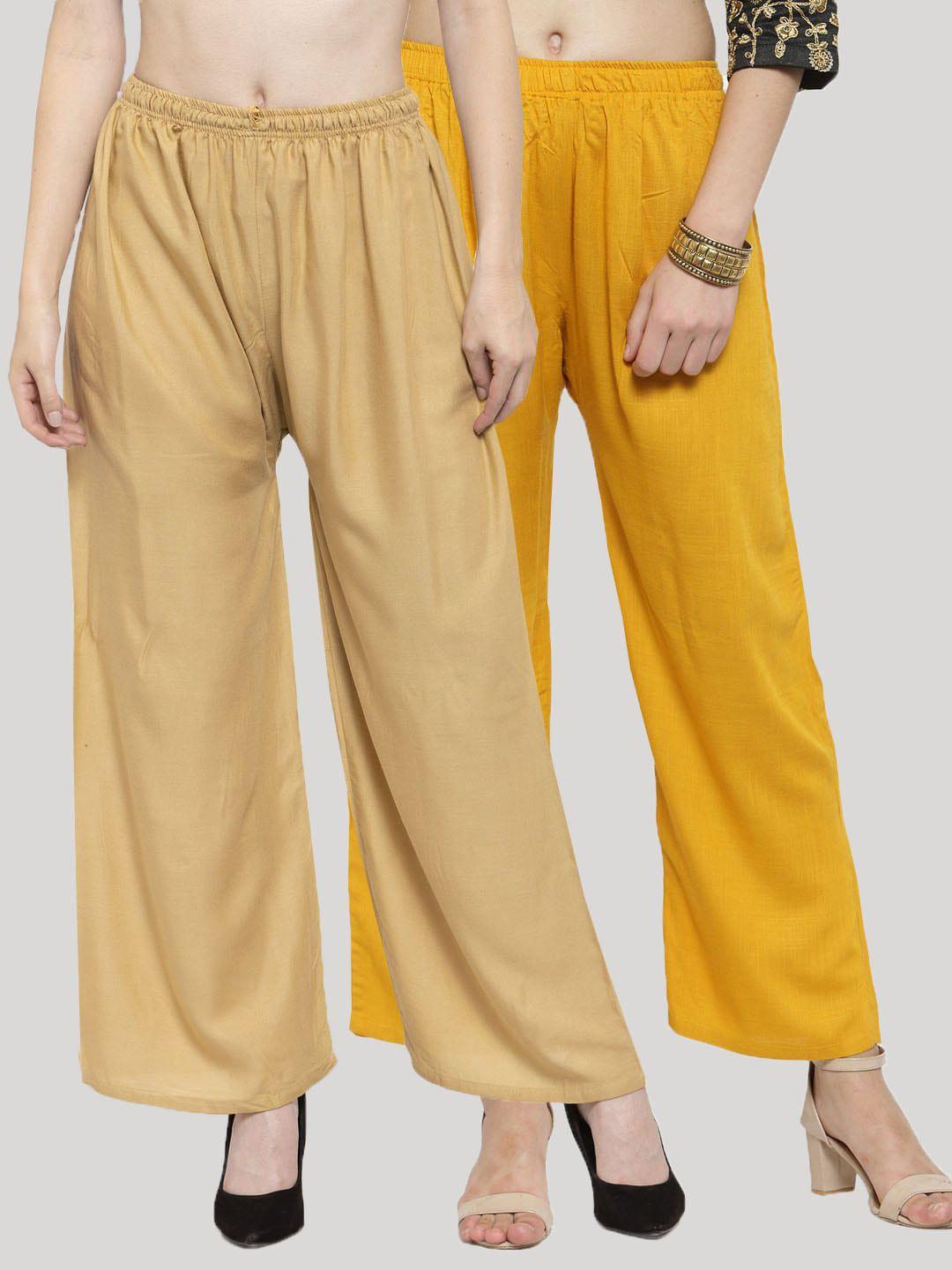 Clora Creation Women Pack of 2 Solid Straight Palazzos