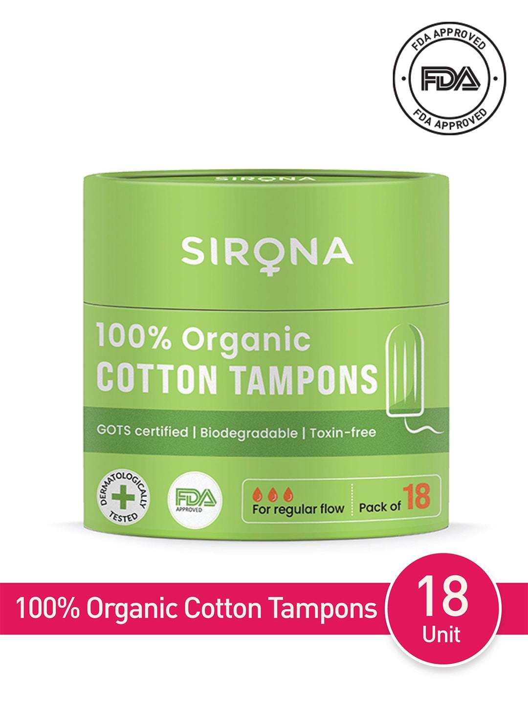 Sirona Women Pack Of 18 Regular Flow Organic Tampons