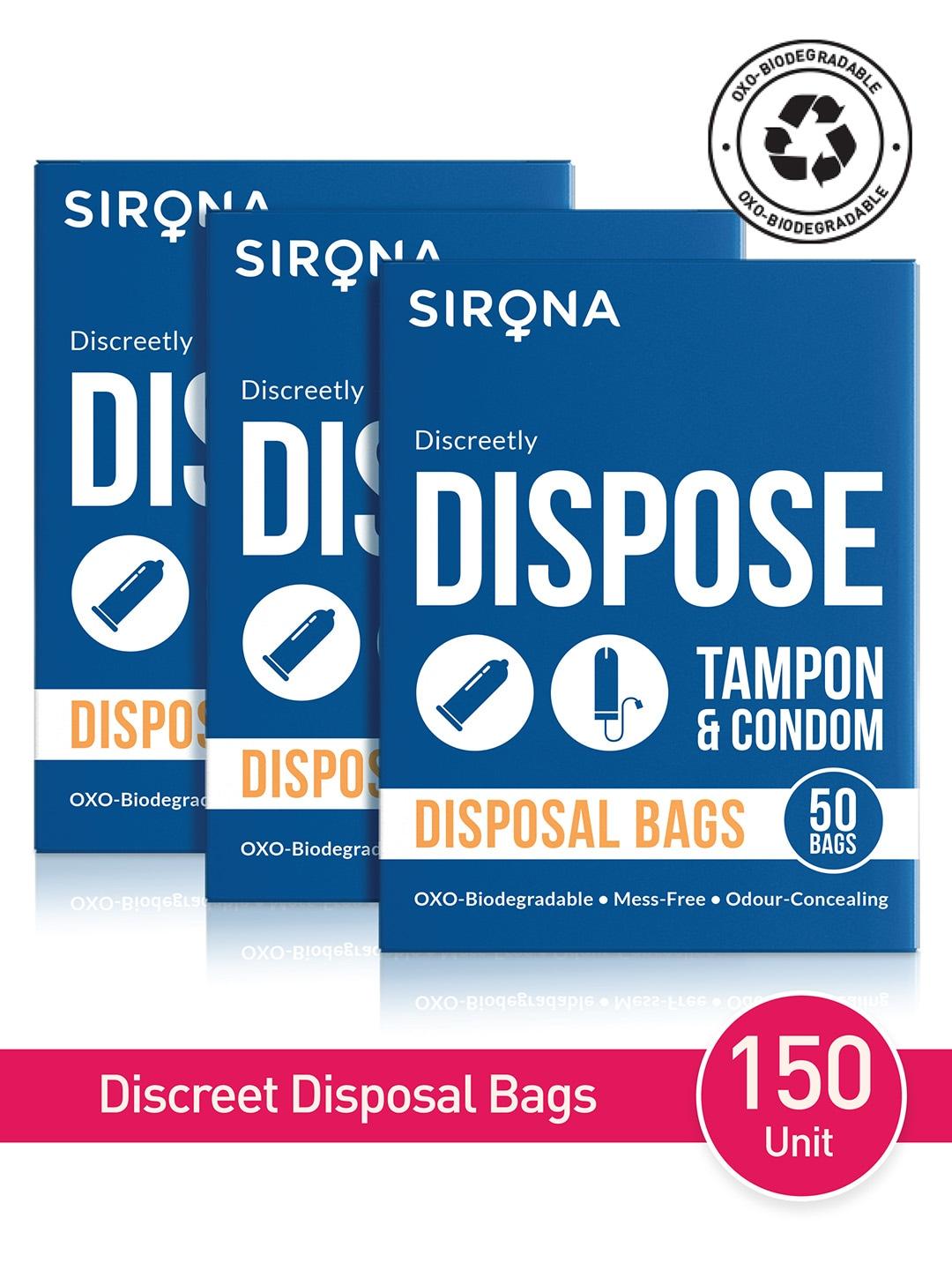Sirona Unisex Pack of 3 Tampons and Condoms Disposal Bags - 50 Bags each