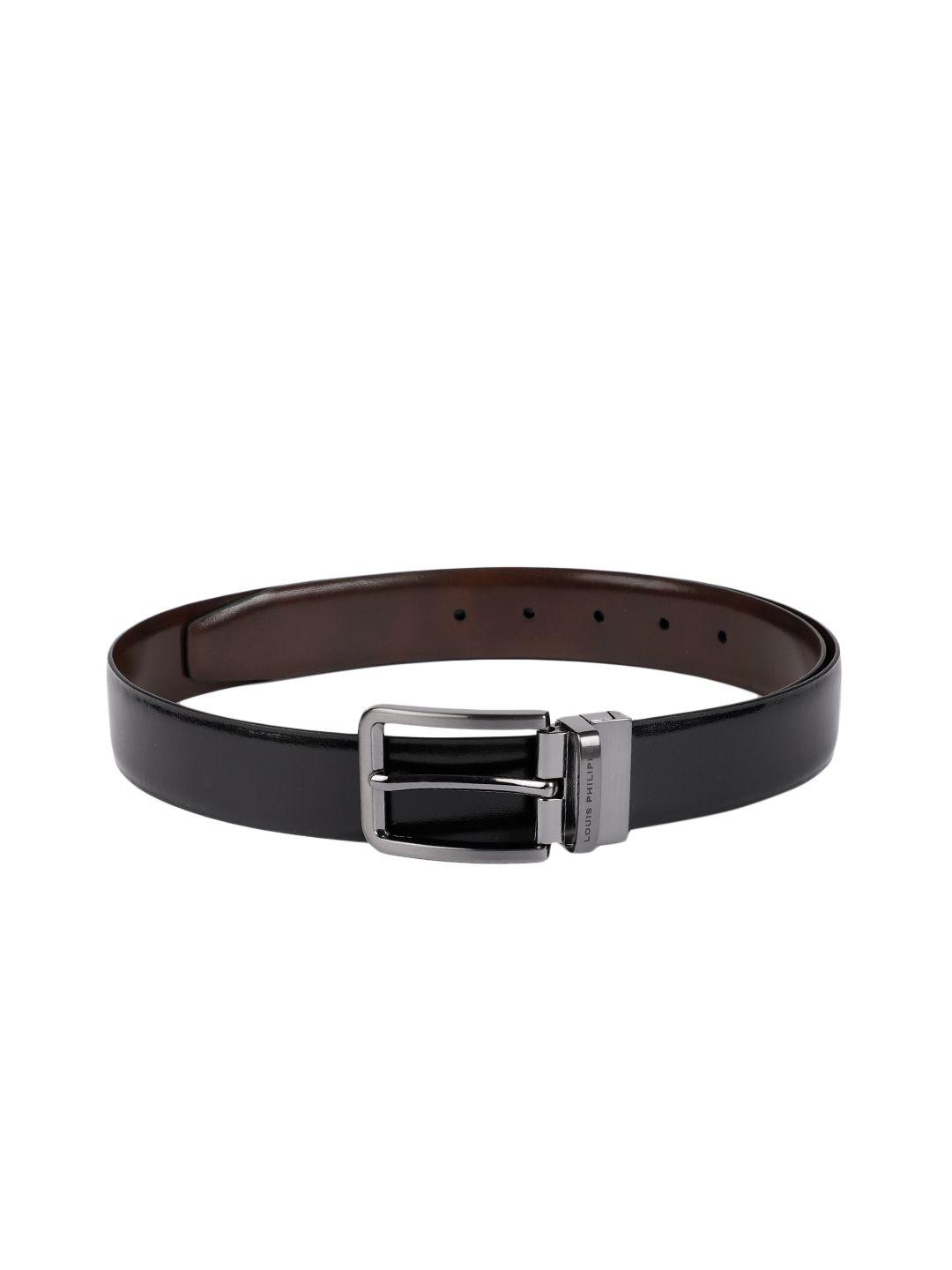 Louis Philippe Men Black & Brown Reversible Leather Belt