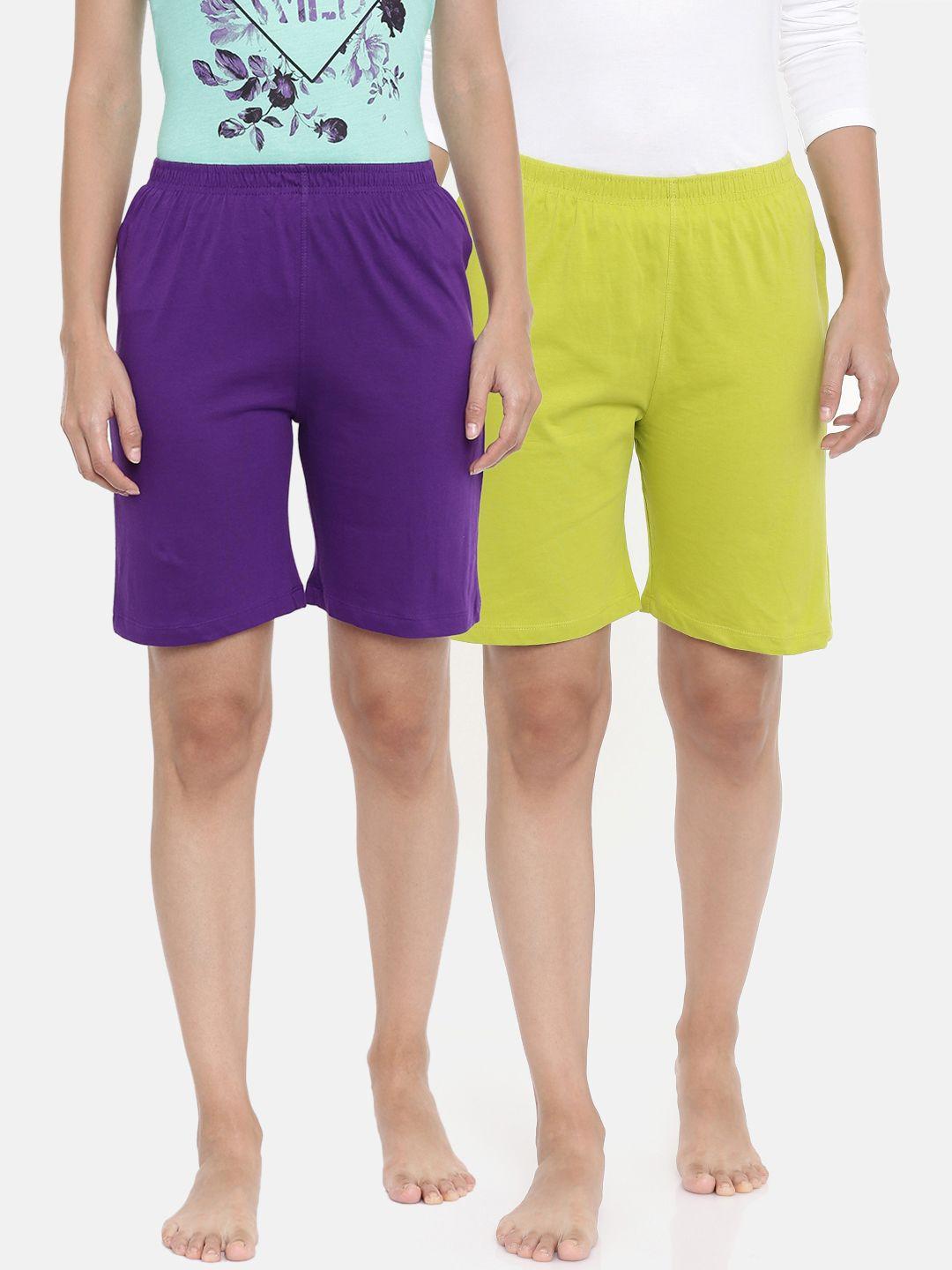 zebu Women Pack Of 2 Solid Lounge Shorts
