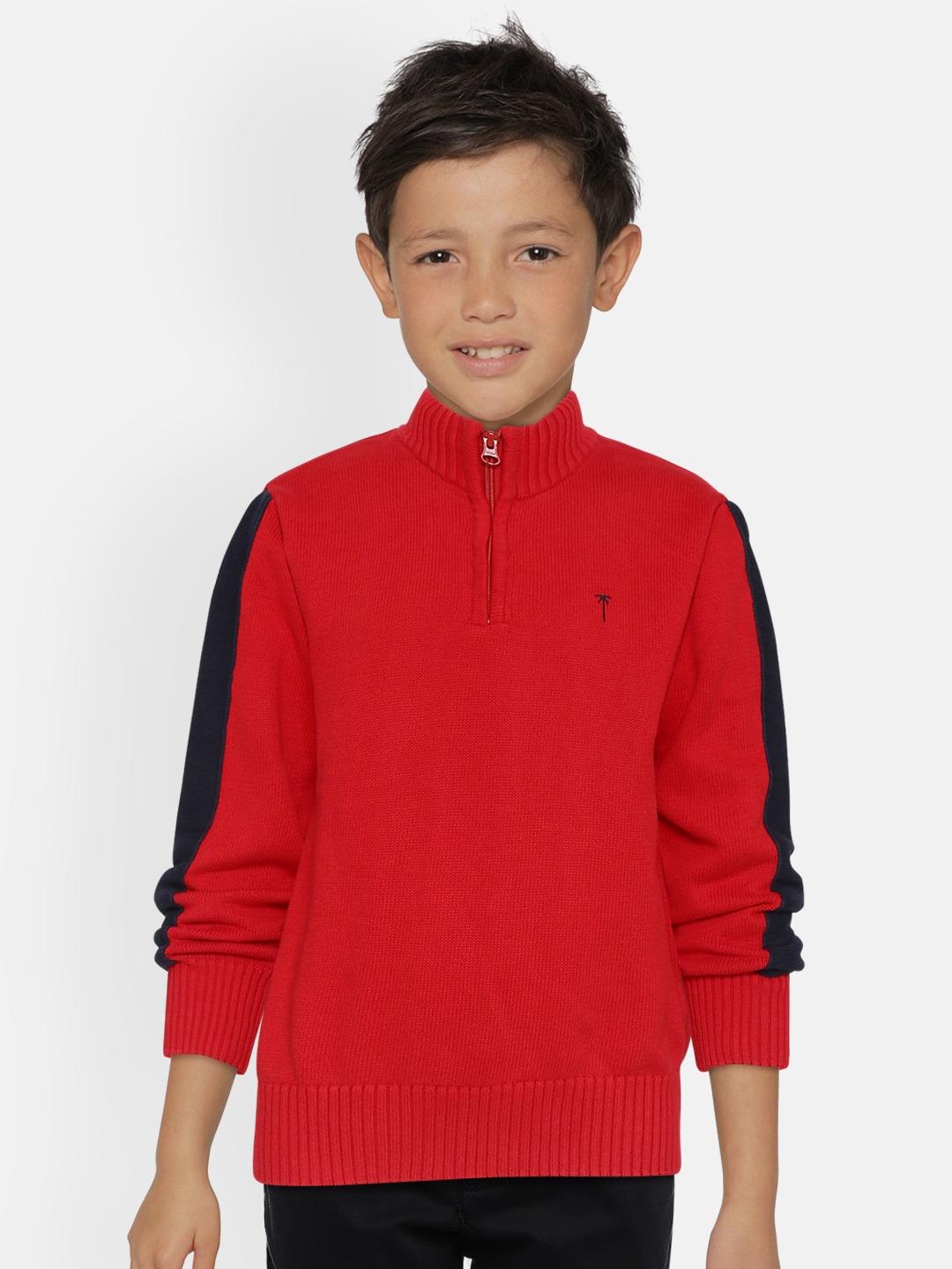 Palm Tree Boys Red Solid Sweater
