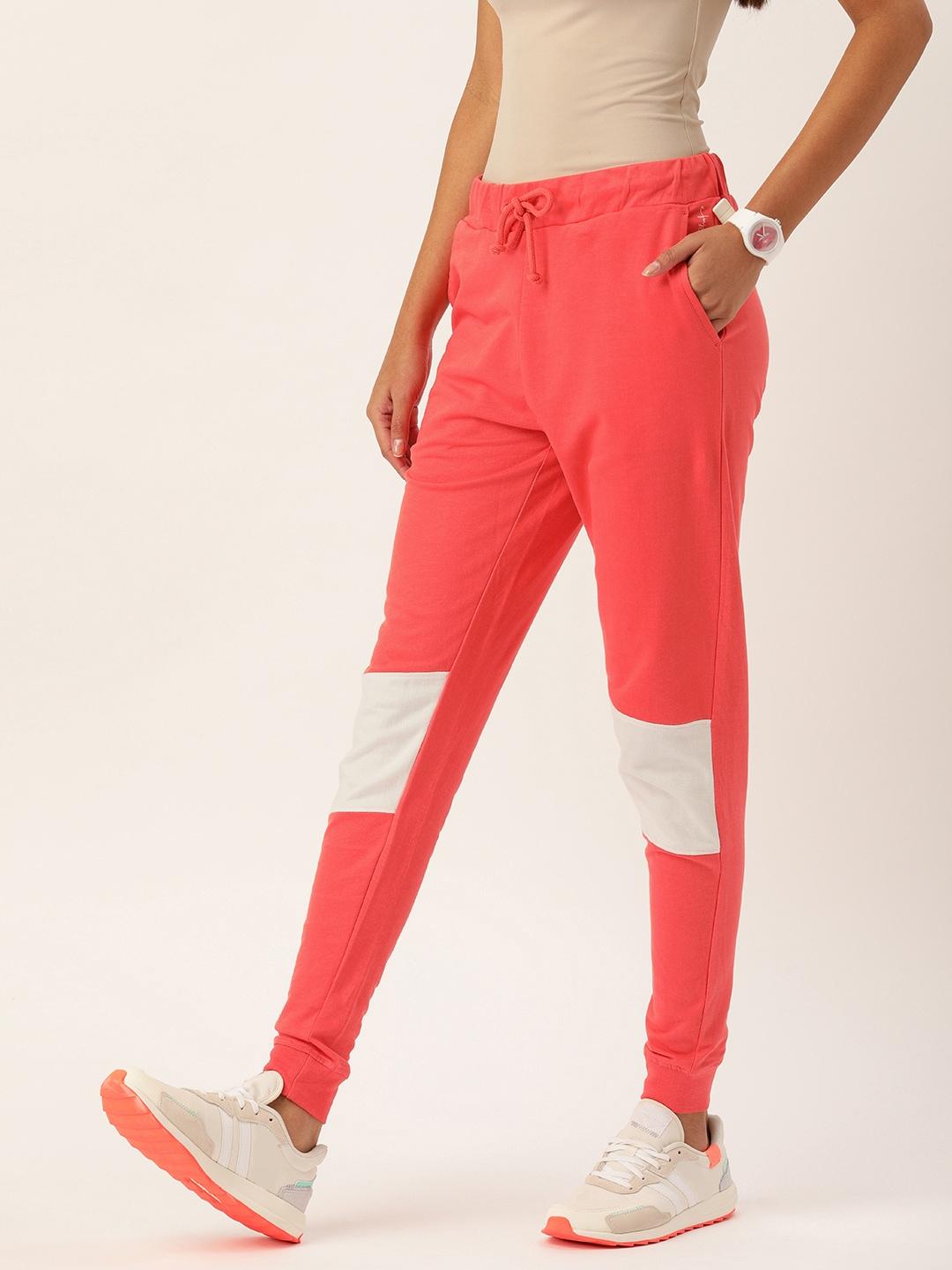 Flying Machine Women Peach-Colored Solid Cotton Joggers