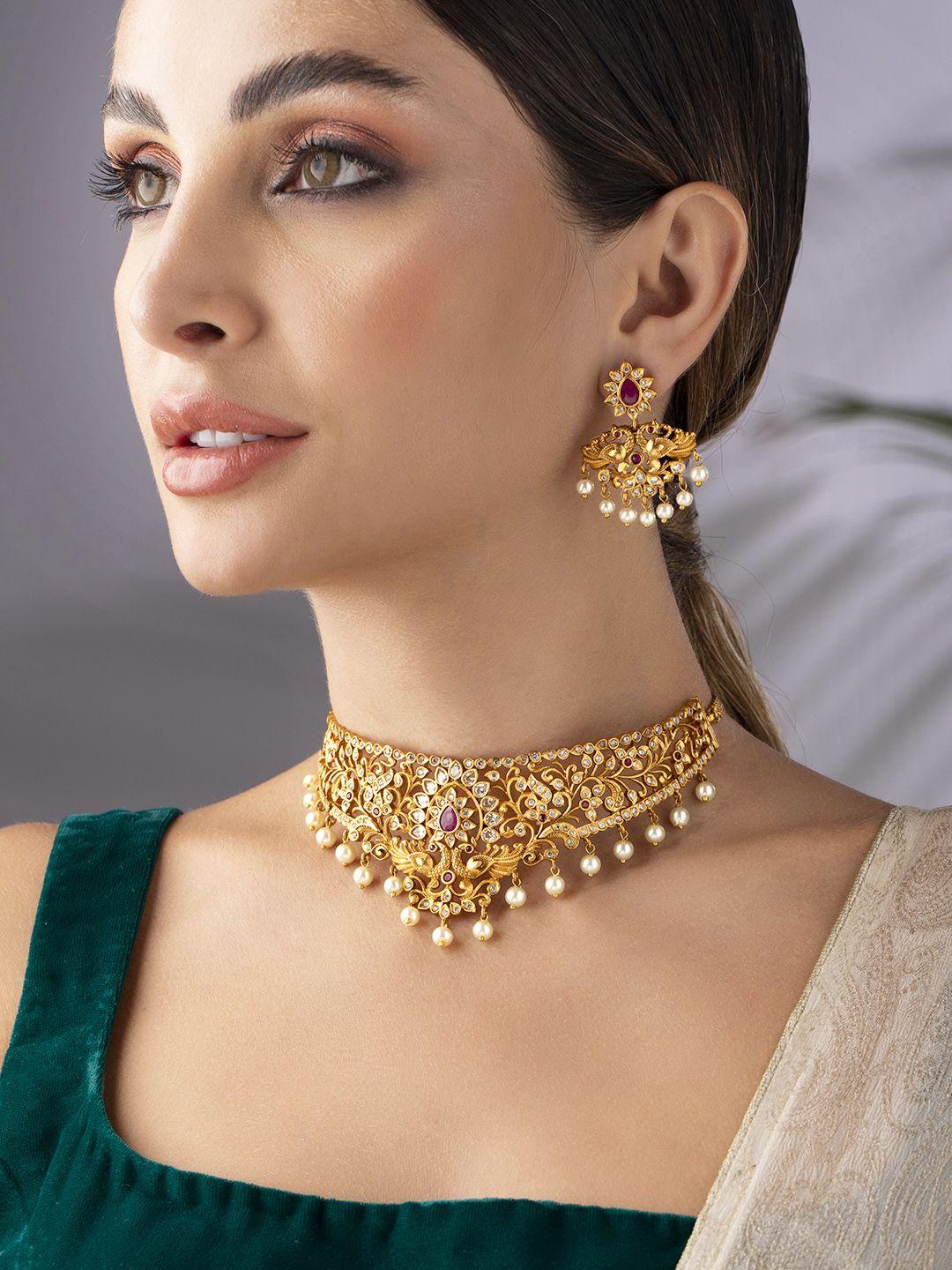 rubans-22k-gold-plated-white-&-pink-ruby-&-stone-studded-beaded-handcrafted-jewellery-set