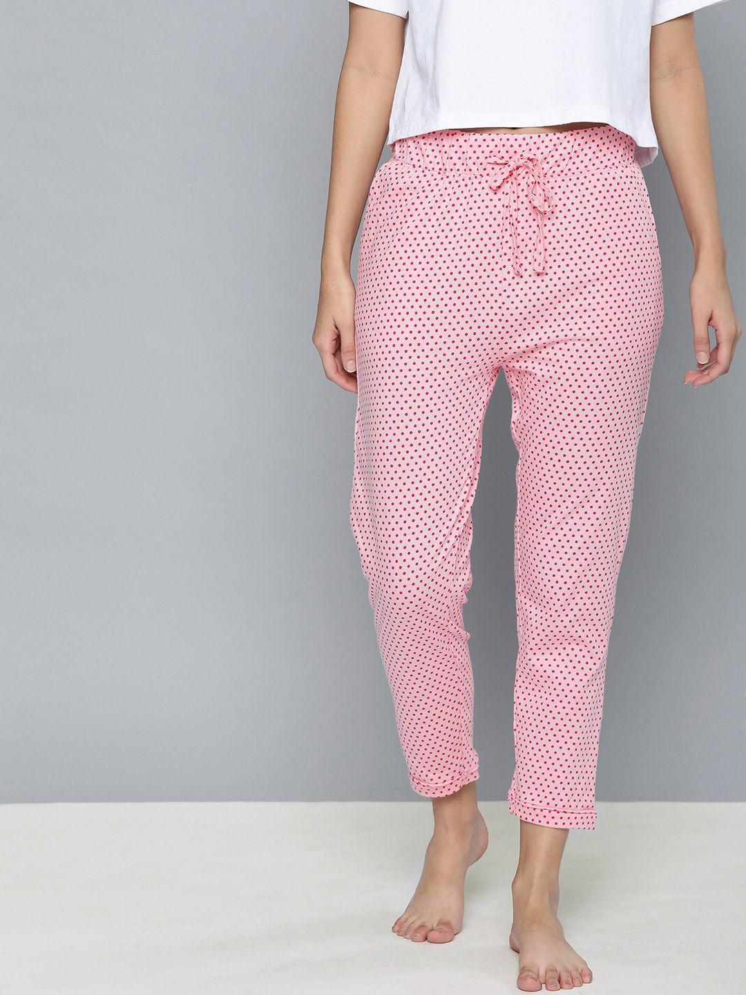 HERE&NOW Women Pink Printed Cropped Lounge Pants