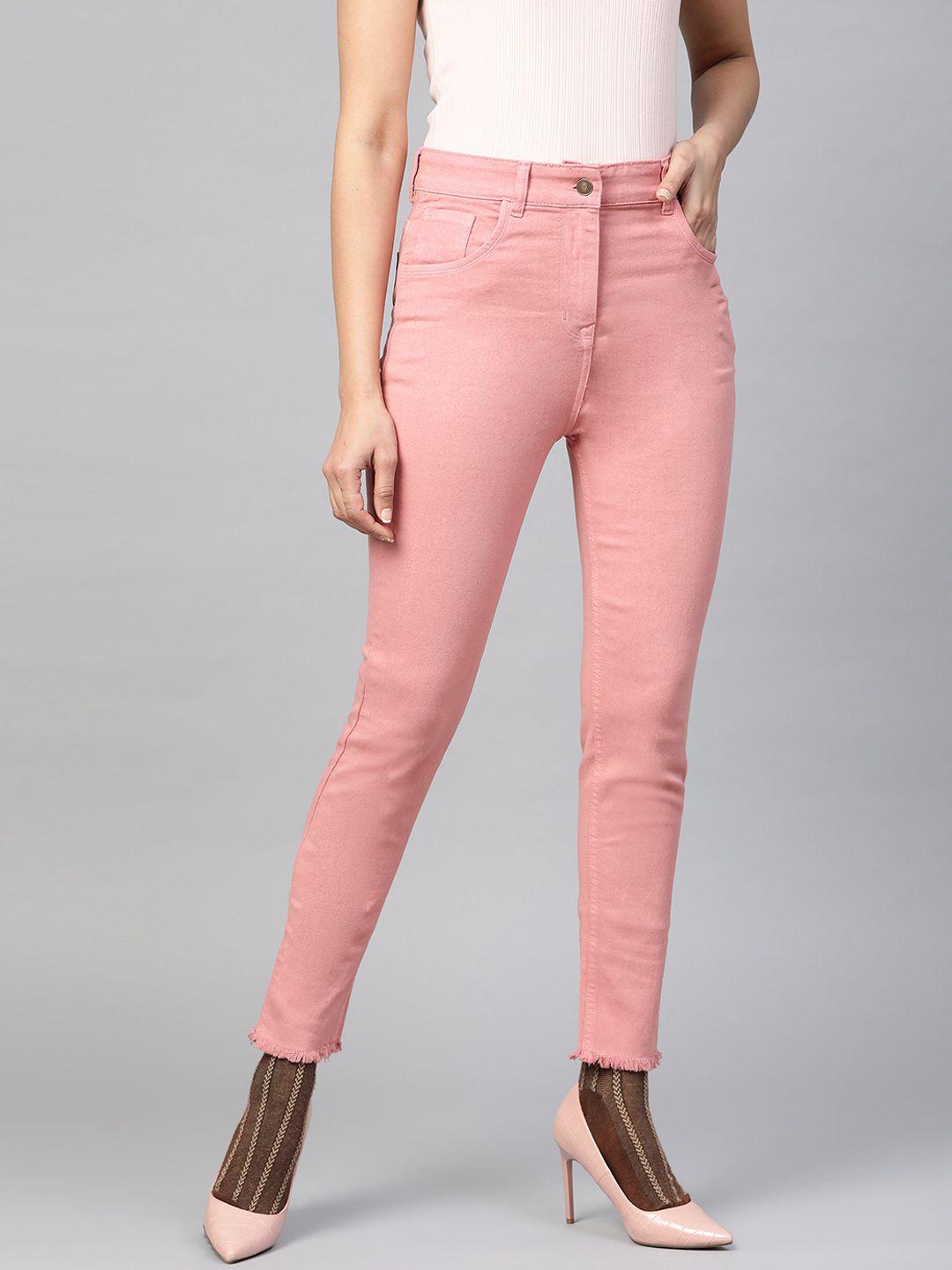 sassafras-women-pink-slim-fit-high-rise-clean-look-stretchable-cropped-jeans