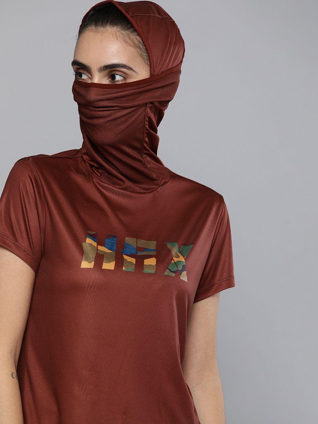 HRX By Hrithik Roshan Women Bassa Nova Solid Convertable Neck Rapid-Dry Antimicrobial Outdoor Tshirt