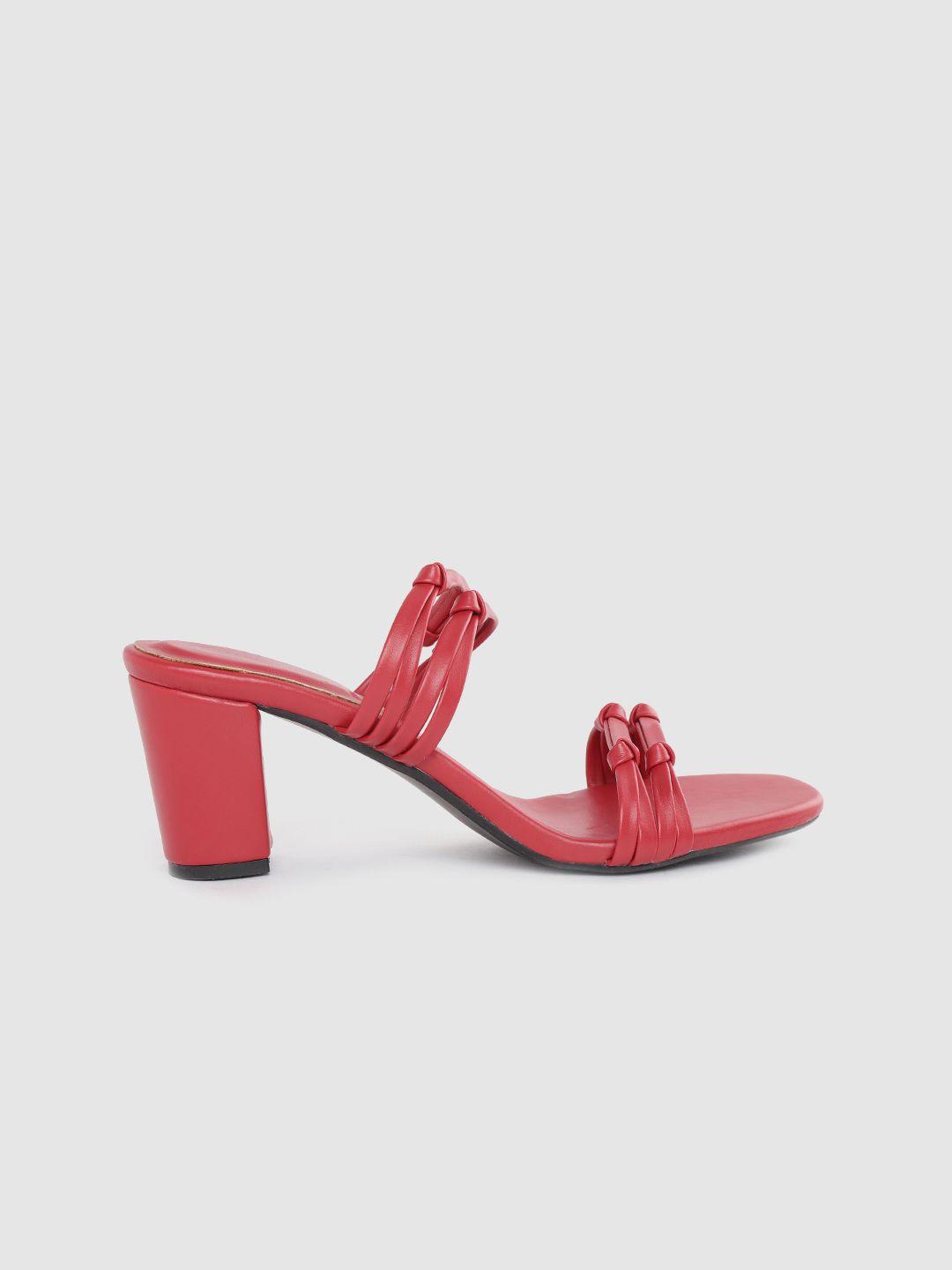 DressBerry Women Red Knot Detail Block Heels