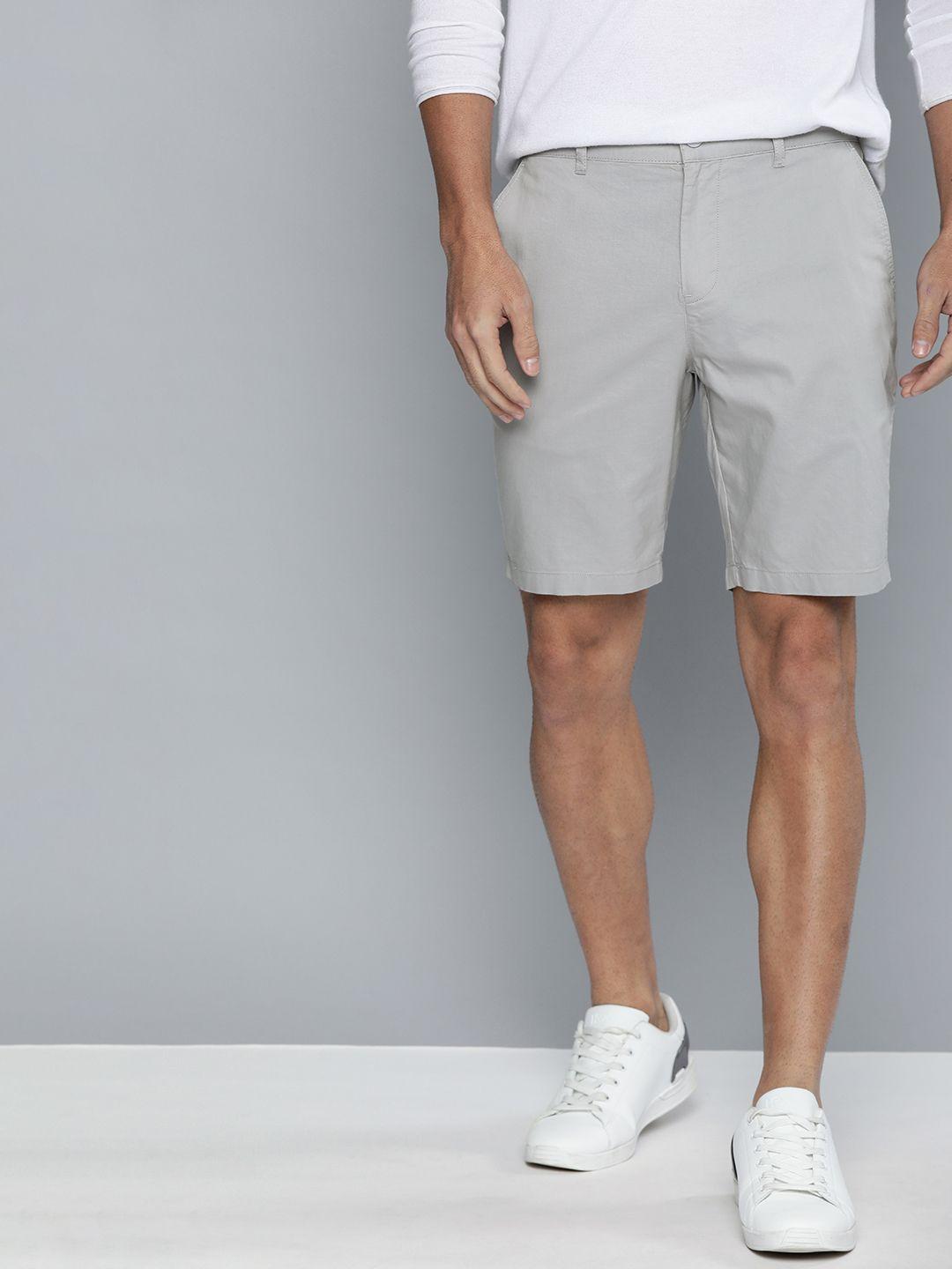 Mast & Harbour Men Grey Solid Regular Fit Chino Shorts