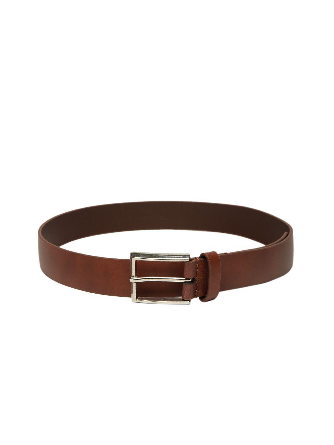 Louis Philippe Men Tan Brown Solid Leather Belt