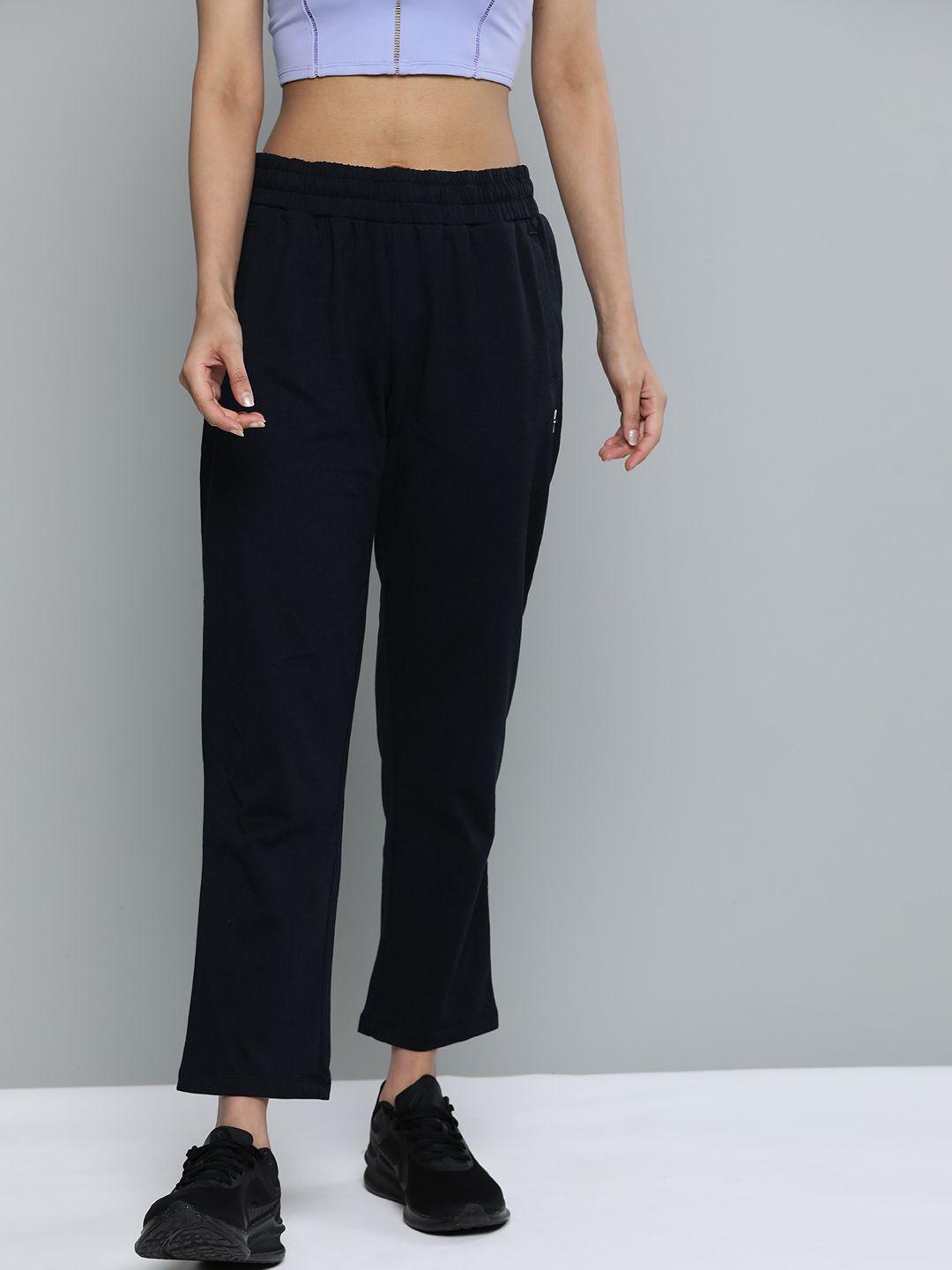 alcis-women-navy-blue-solid-bootcut-track-pants