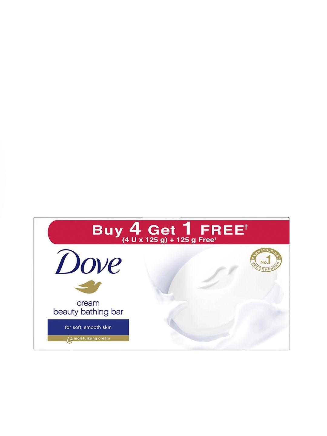 Dove Set of 5 Cream Beauty Bathing Bar for Soft-Smooth & Glowing Skin - 125 g each