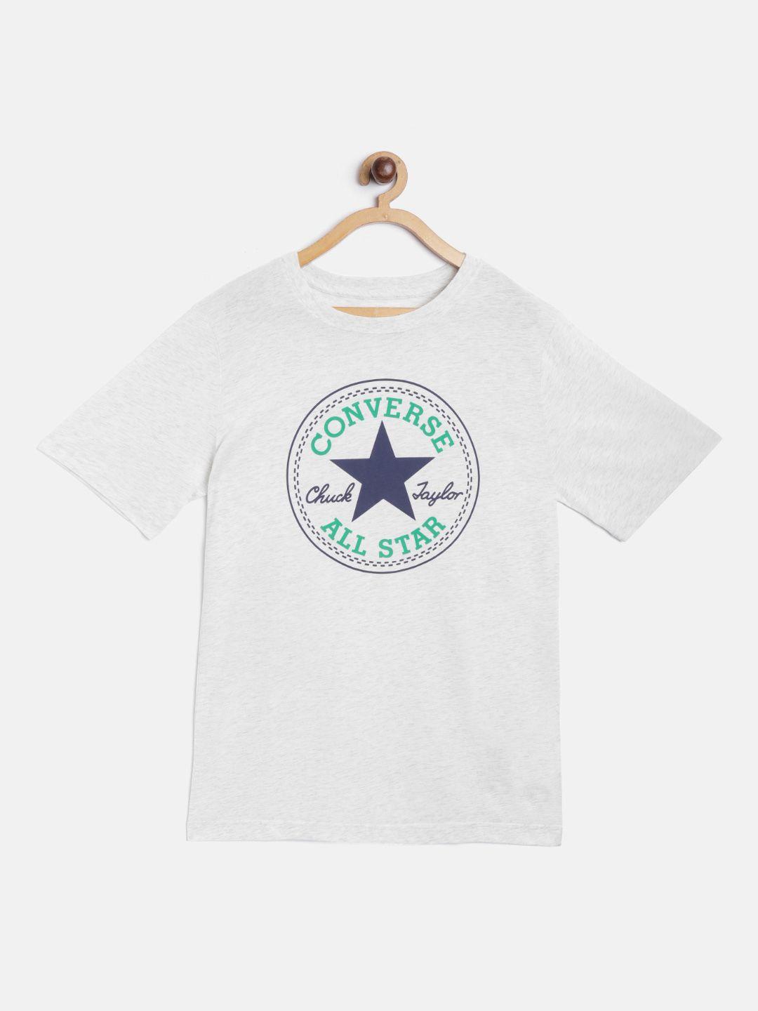 Converse Boys Grey Melange Chuck Taylor All Star Print Round Neck T-shirt