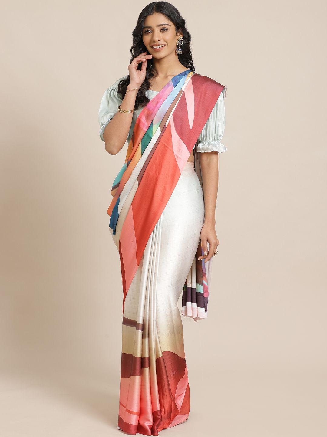 saree-mall-off-white-&-red-printed-saree-with-satin-finish