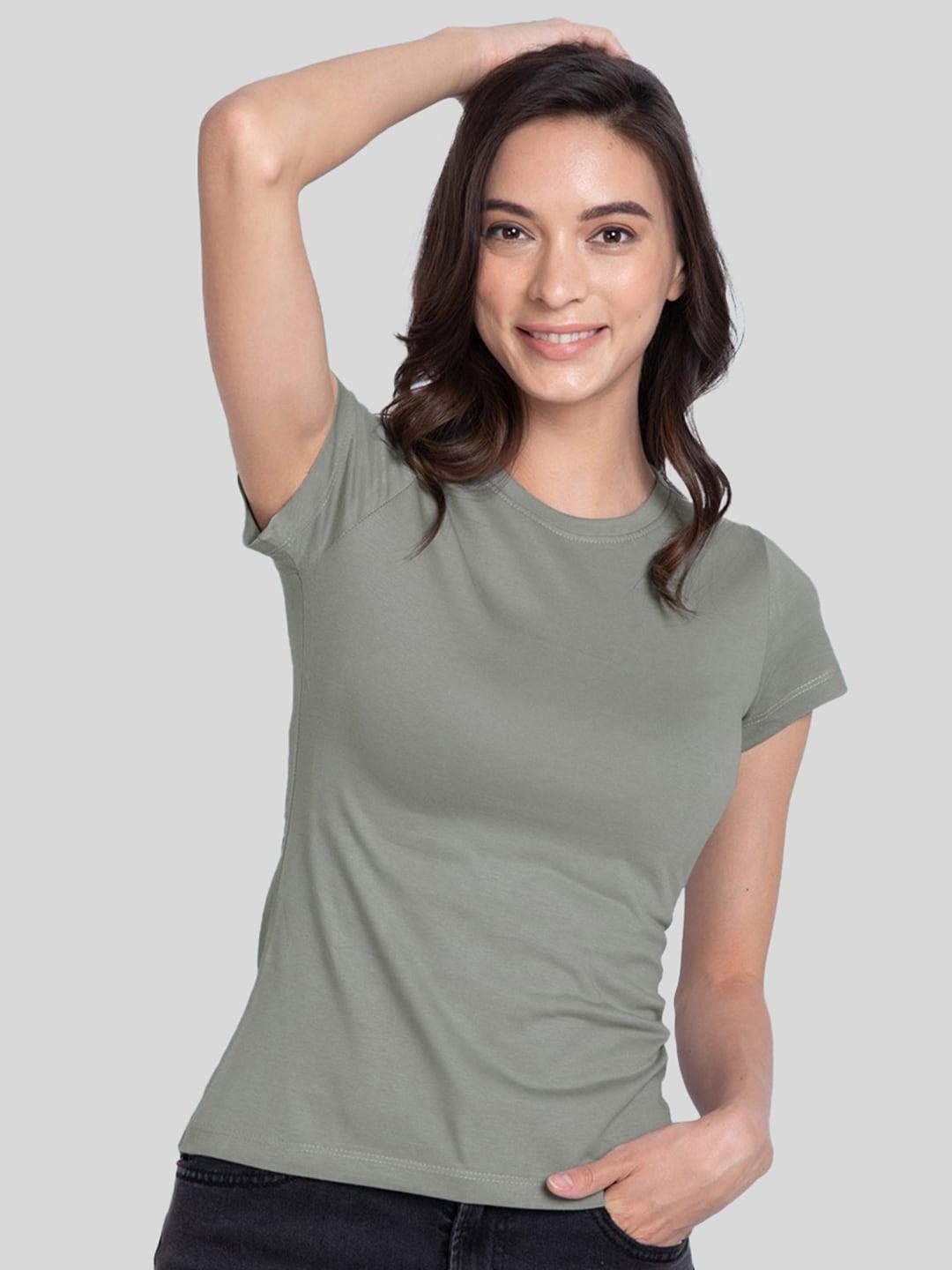 bewakoof-women-grey-slim-fit-t-shirt