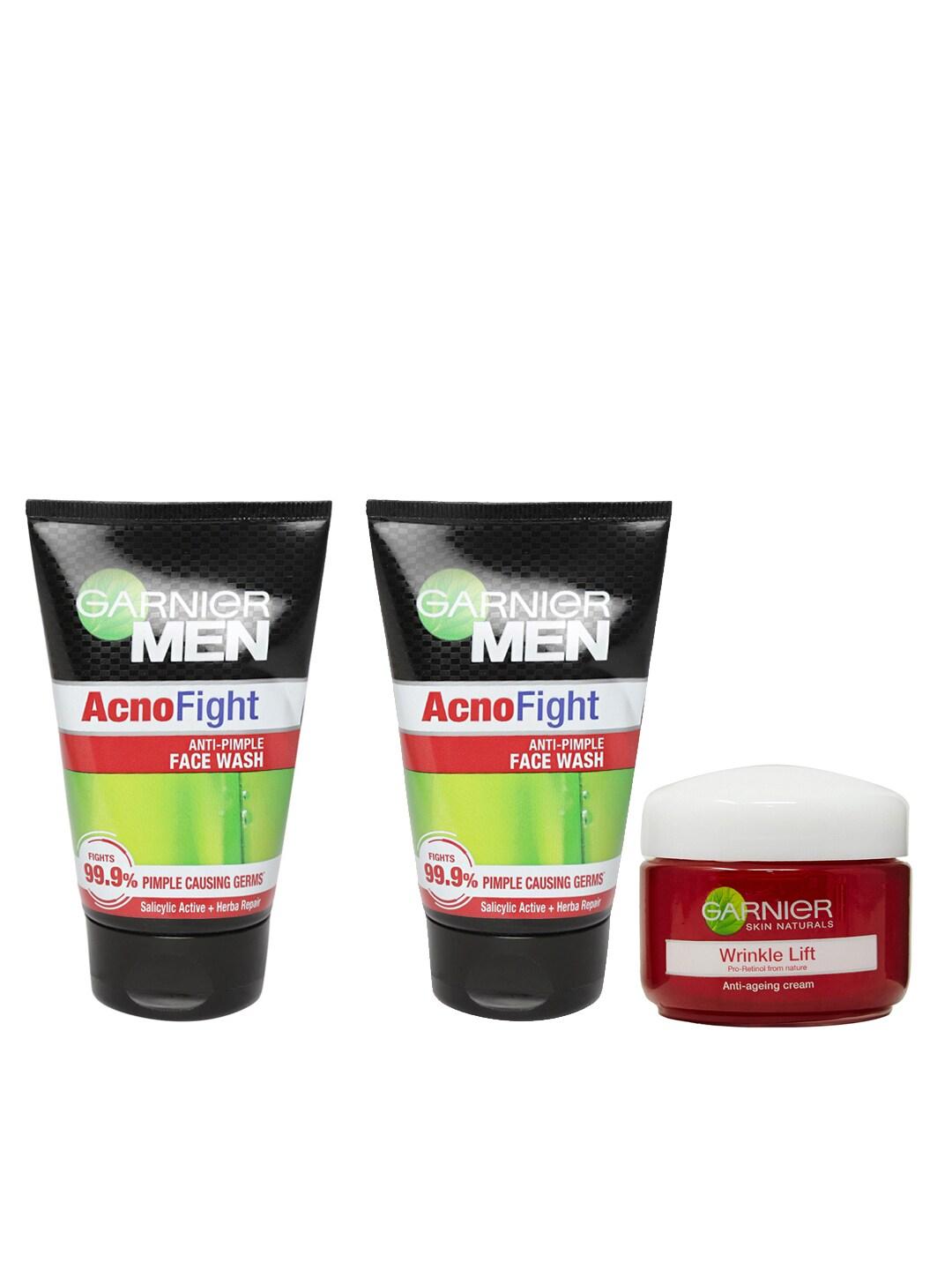 Garnier Set of 1 Women Wrinkle Lift Anti-Ageing Cream & 2 Men Anti-Pimple Face Wash