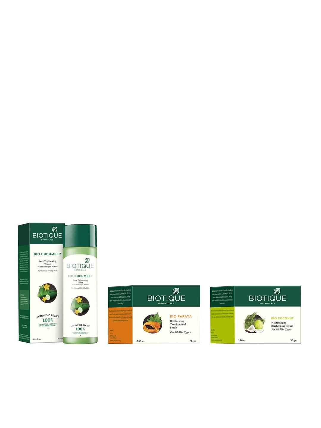 Biotique Set of Toner & Tan-Removal Scrub & Sustainable Face Cream