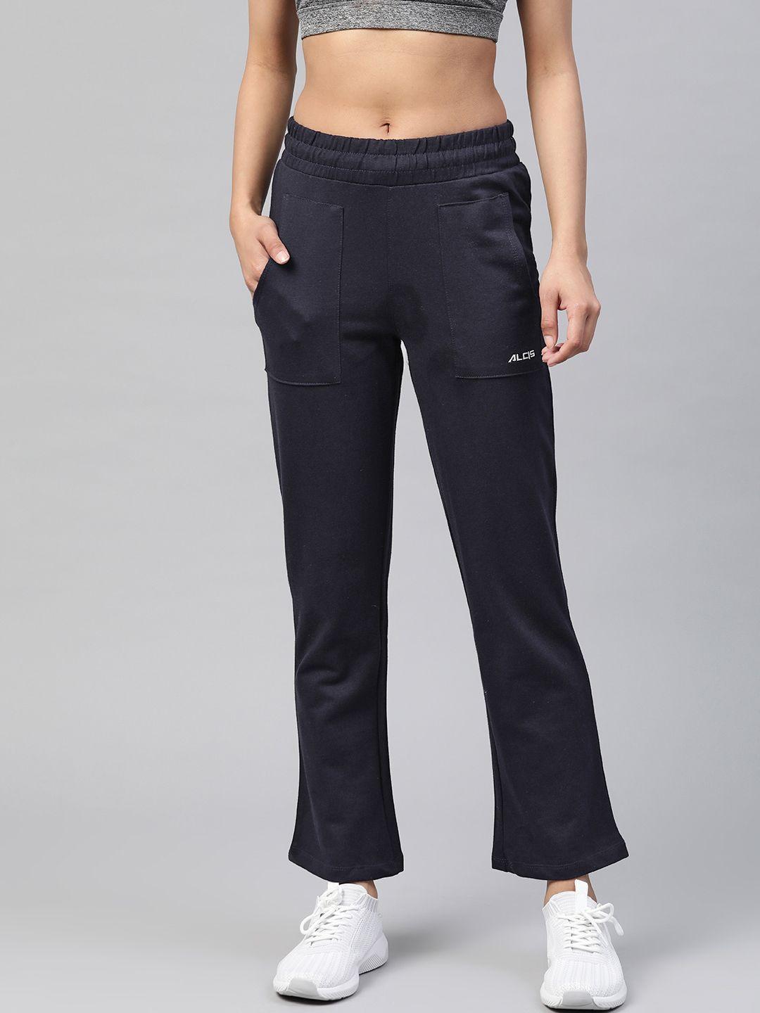 alcis-women-navy-blue-solid-track-pants