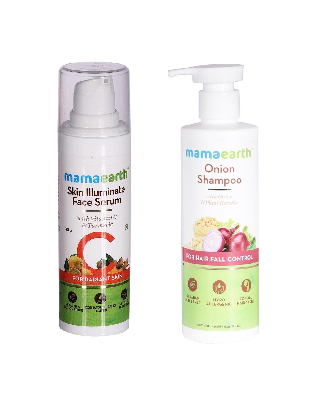 Mamaearth Unisex Set of Sustainable Vitamin C Face Serum & Onion Shampoo