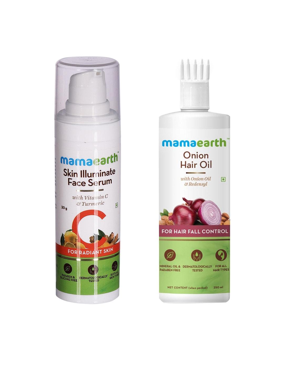 Mamaearth Unisex Set of Sustainable Onion Hair Oil & Vitamin C Face Serum