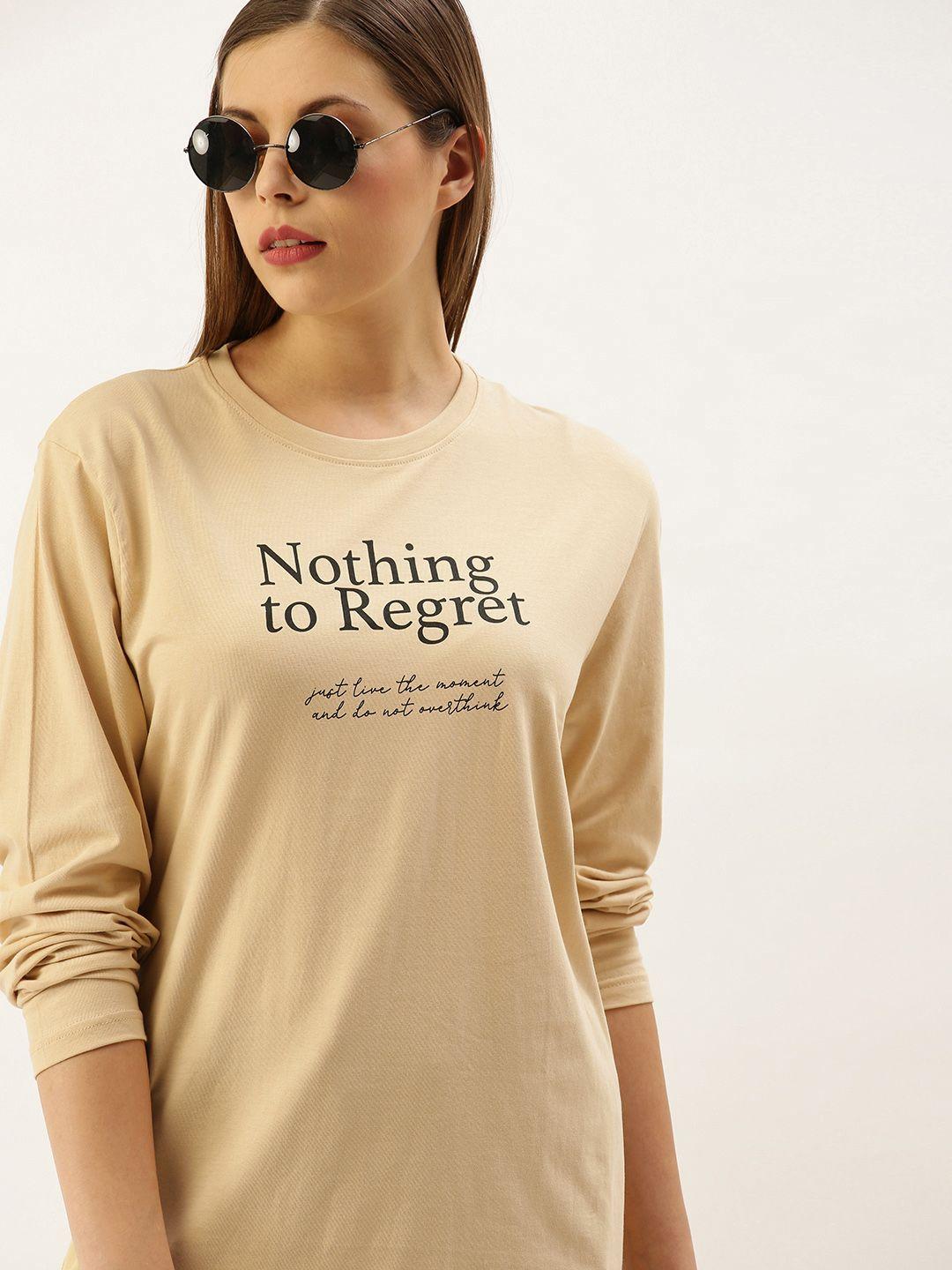 dillinger-women-beige-printed-round-neck-oversized-pure-cotton-t-shirt